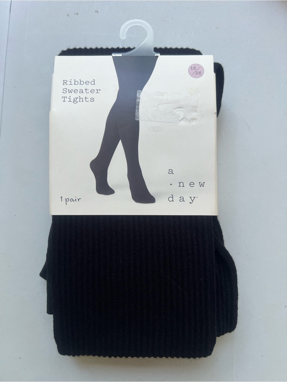 a new day Black Ribbed Sweater Tights